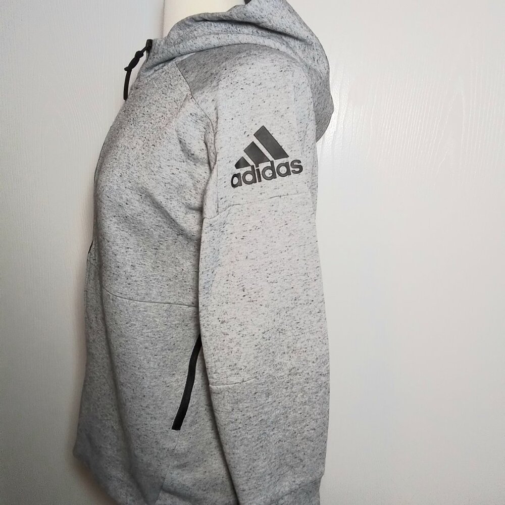 Adidas Zipper Hoodie Sweatshirt Heathered Gray Grey size M - Picture 3 of 5